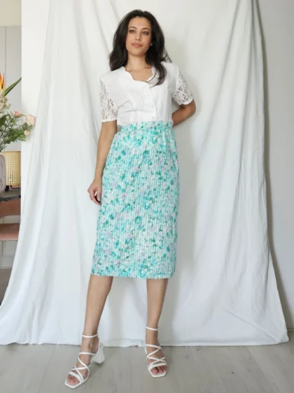 Vintage katoenen midi rok  | XL