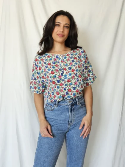 Vintage top met rozen | L
