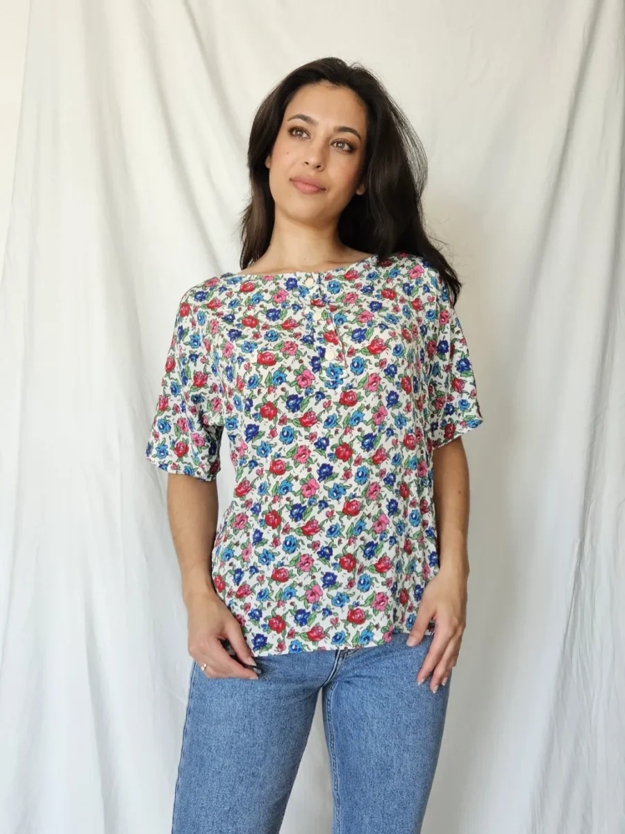 Vintage top met rozen | L - Afbeelding 4
