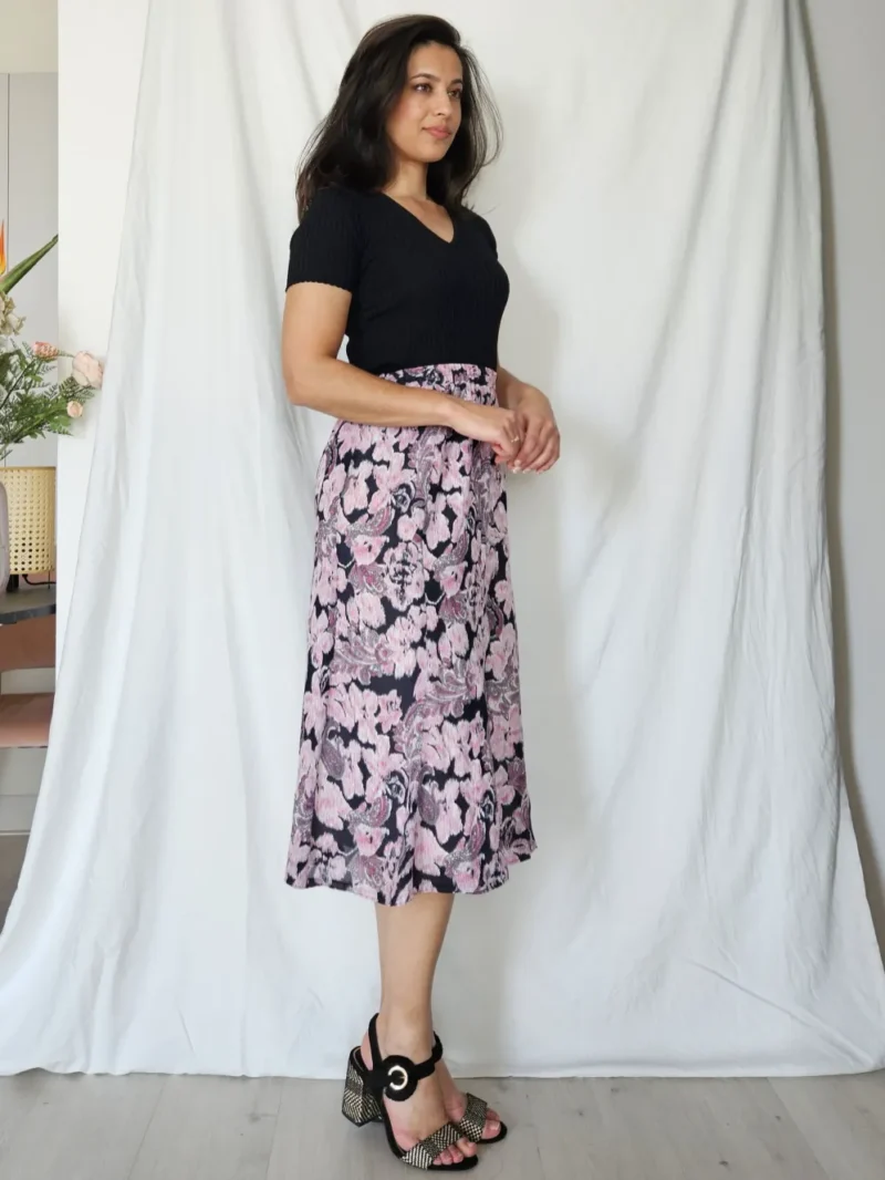 Zwierige vintage rok met paarse print | S - Afbeelding 2