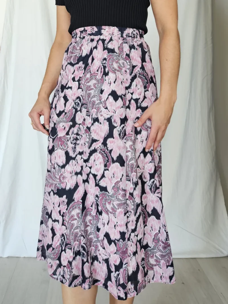 Zwierige vintage rok met paarse print | S - Afbeelding 4
