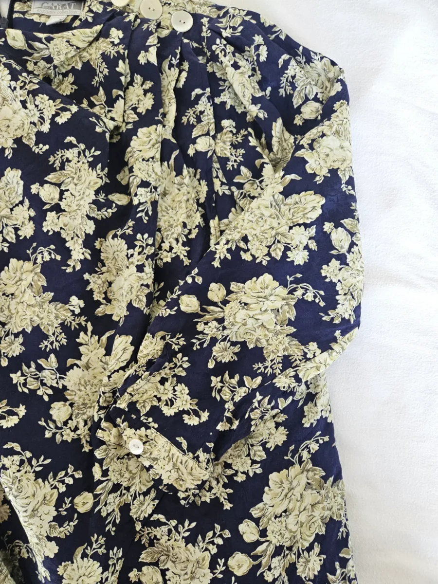 Donkerblauw met gouden vintage jurk | XXL - Afbeelding 5