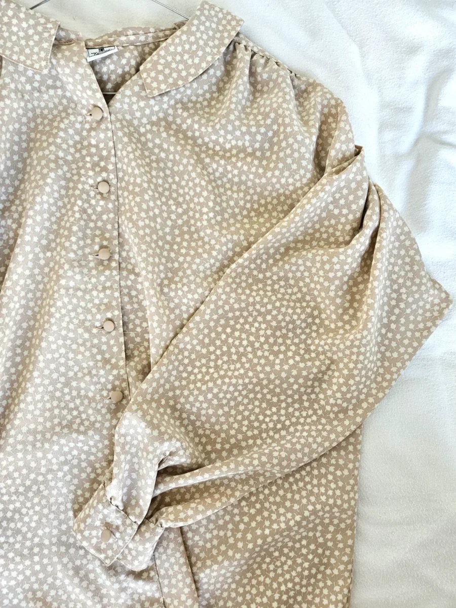 Beige vintage blouse met kraagje | XL - Afbeelding 5