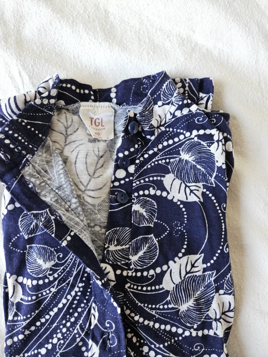 70s katoenen jersey top donkerblauw | S - Afbeelding 4