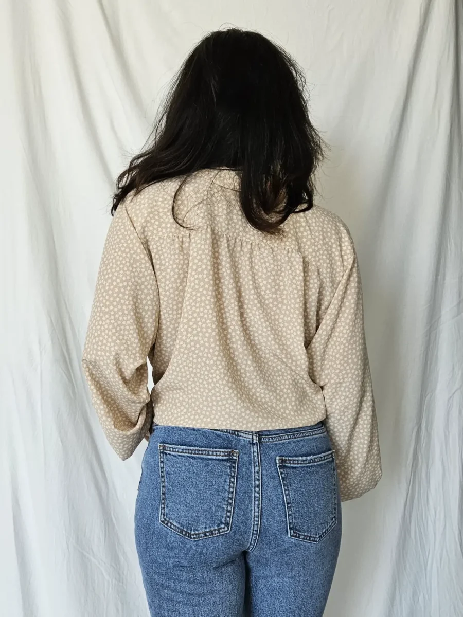 Beige vintage blouse met kraagje | XL - Afbeelding 4