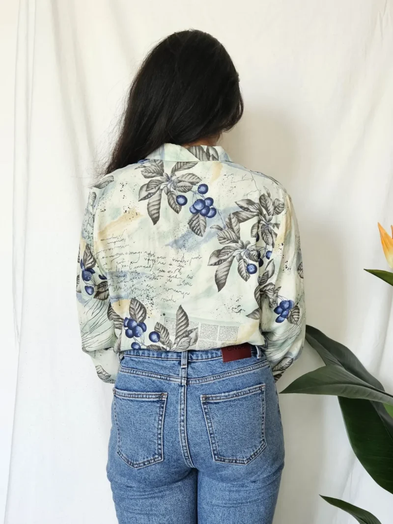 Viscose lichtgroene vintage blouse  | L - Afbeelding 3