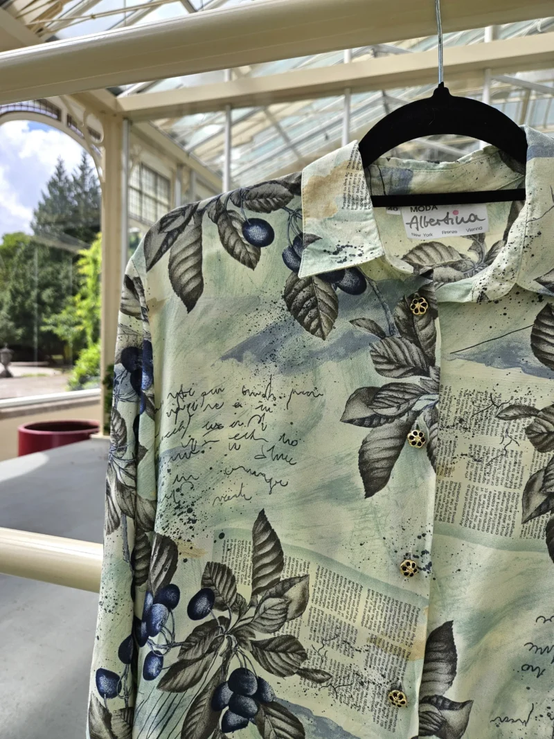 Viscose lichtgroene vintage blouse  | L - Afbeelding 5