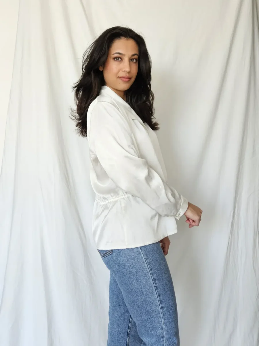 Witte silky vintage blouse | M - Afbeelding 3