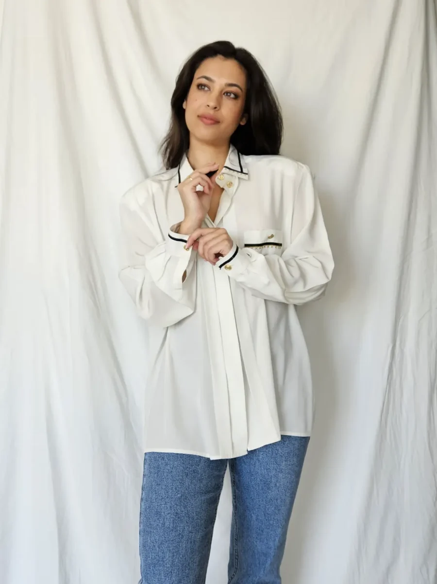Elegante witte vintage blouse | XXL - Afbeelding 3