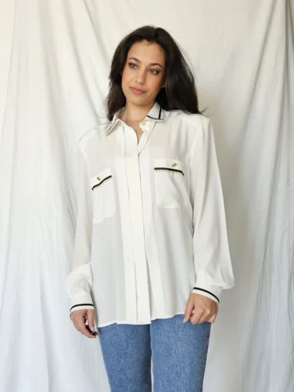 Elegante witte vintage blouse | XXL