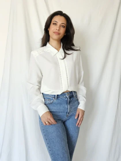 Romantische witte vintage blouse | L