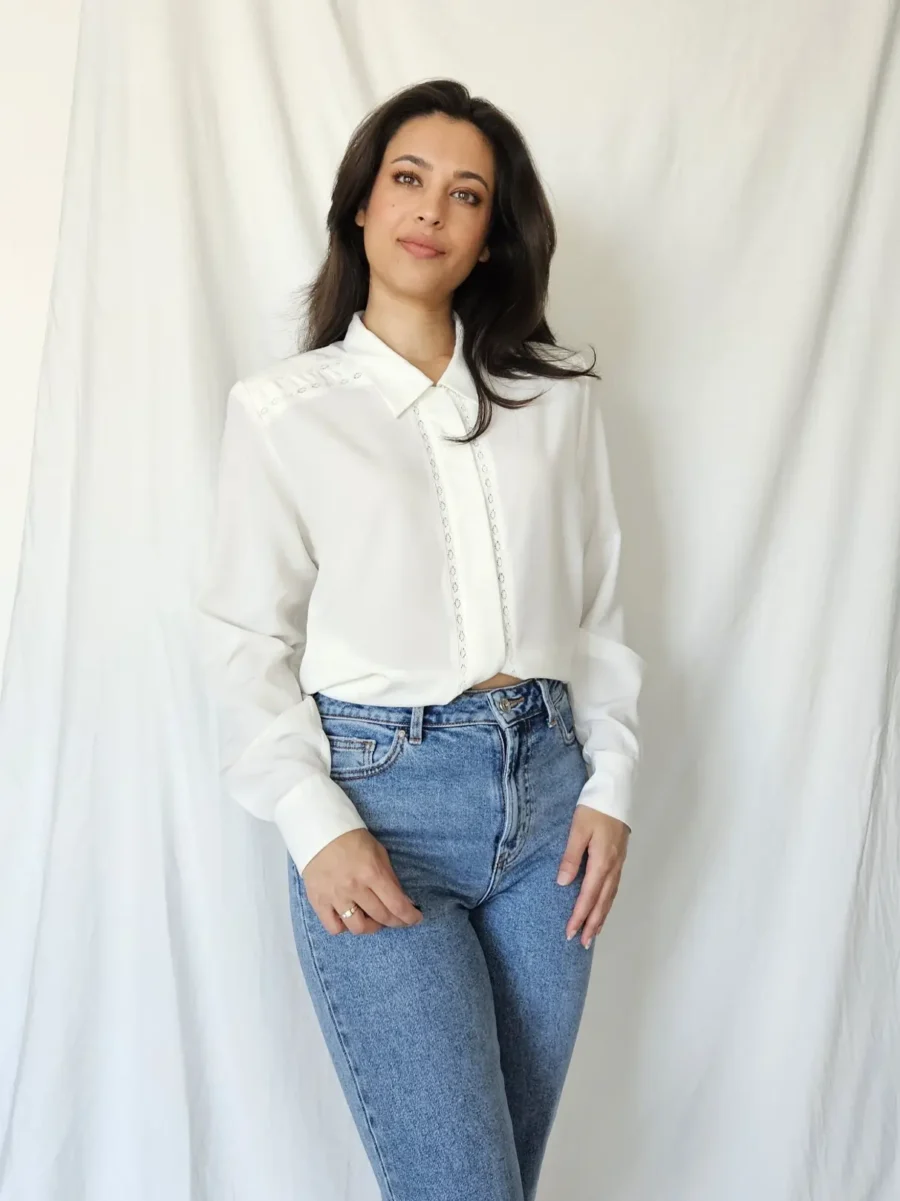 Romantische witte vintage blouse | L