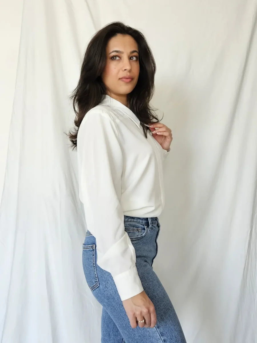 Romantische witte vintage blouse | L - Afbeelding 3