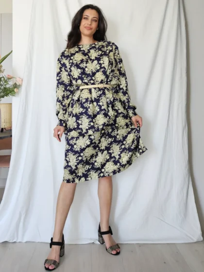 Donkerblauw met gouden vintage jurk | XXL