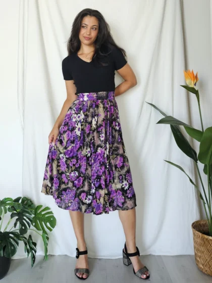 Viscose vintage rok met rijke print | XL