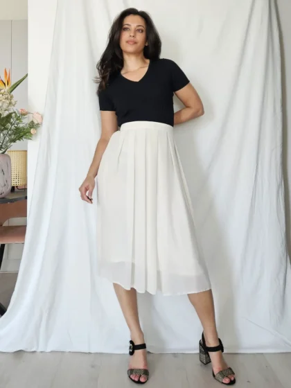 Chique witte vintage plooirok | XL