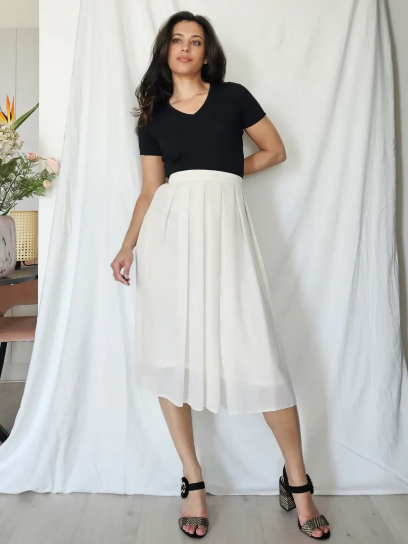 Chique witte vintage plooirok | XL