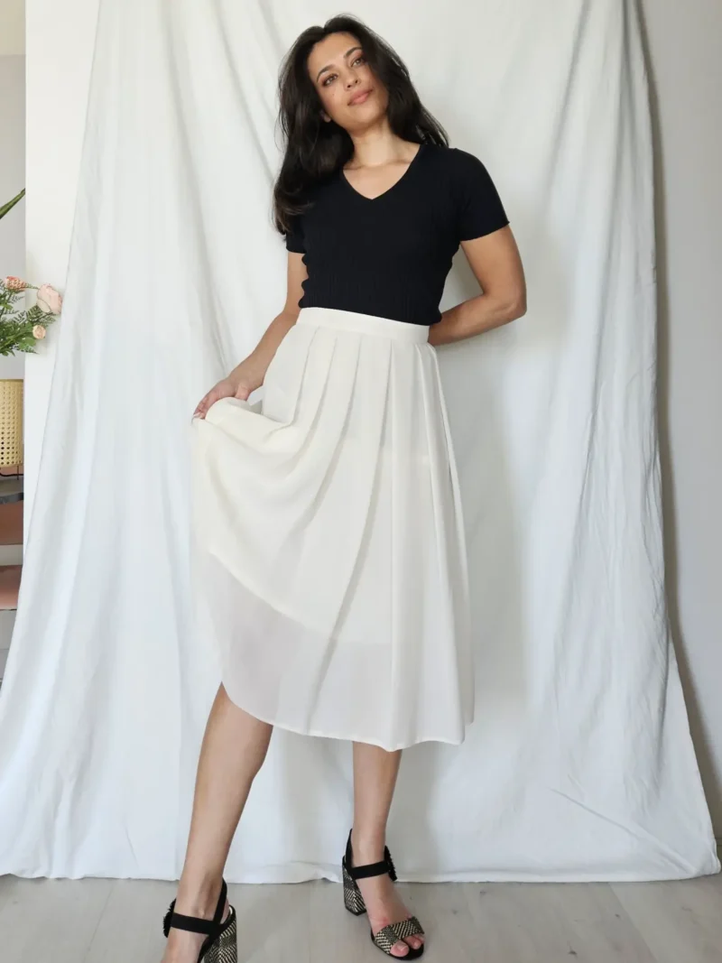 Chique witte vintage plooirok | XL - Afbeelding 2