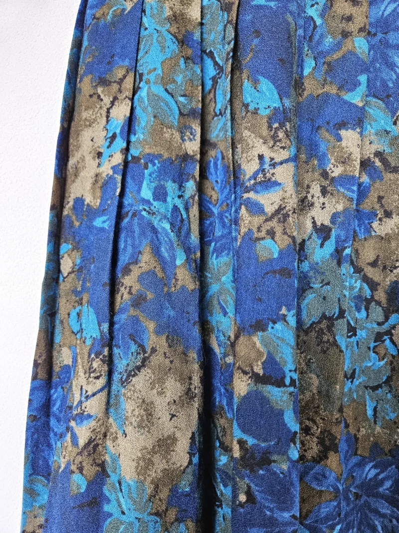 Wollen vintage rok met blauwe bloemen | M/L - Afbeelding 4