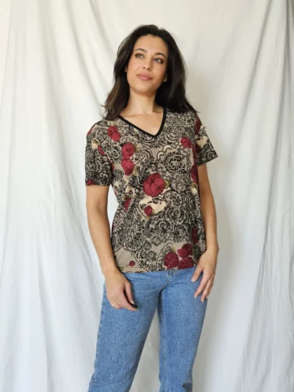 Vintage shirt met rozen | L