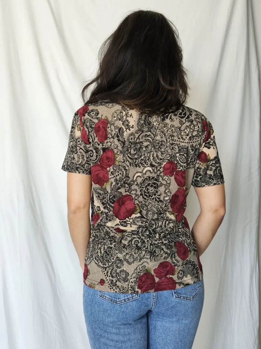 Vintage shirt met rozen | L - Afbeelding 3