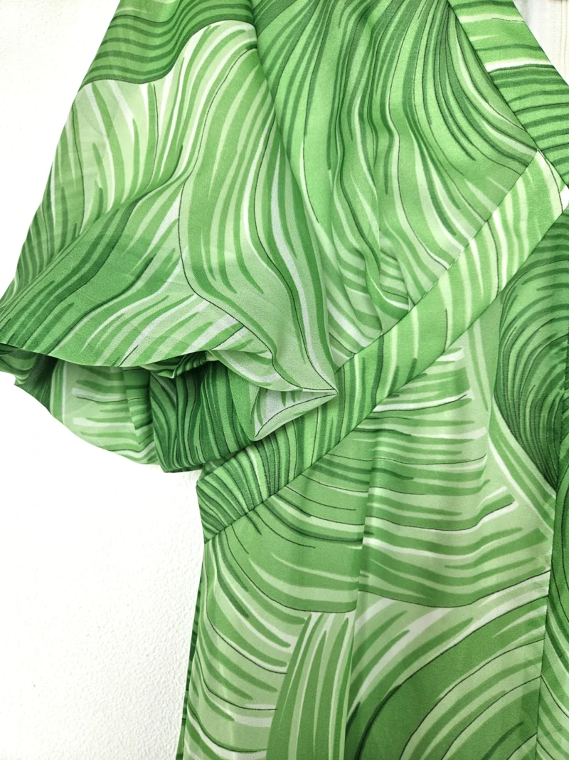 Lange lichtgroene vintage jurk van viscose | M/L - Afbeelding 5