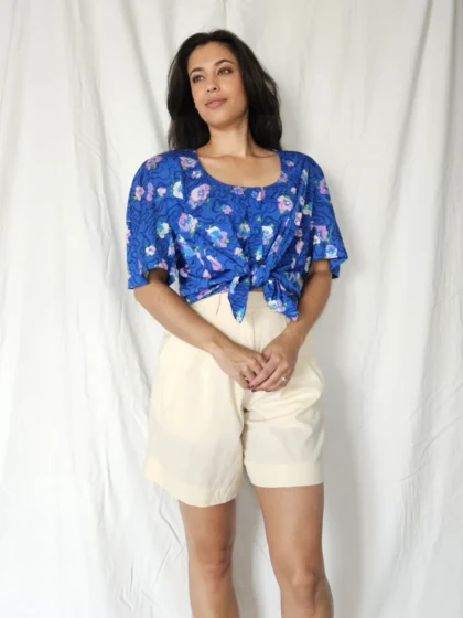 vintage blouse met schoudervullingen