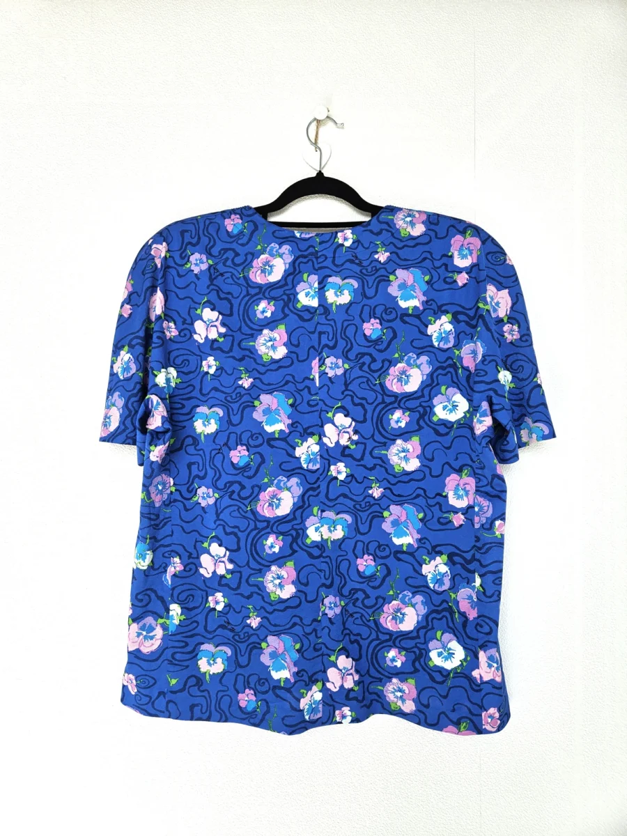 Blauwe vintage blouse met ronde hals | XL - Afbeelding 5