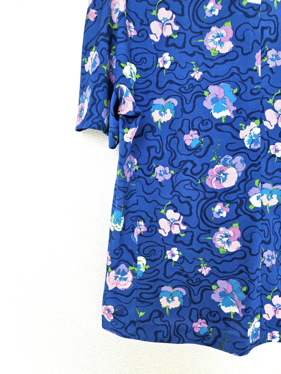 Blauwe vintage blouse met ronde hals | XL - Afbeelding 6