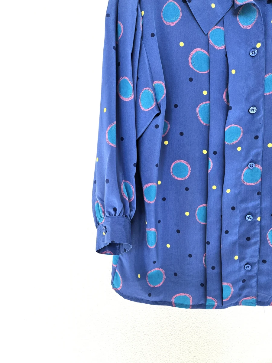 Funky vintage blouse met cirkels | L - Afbeelding 6