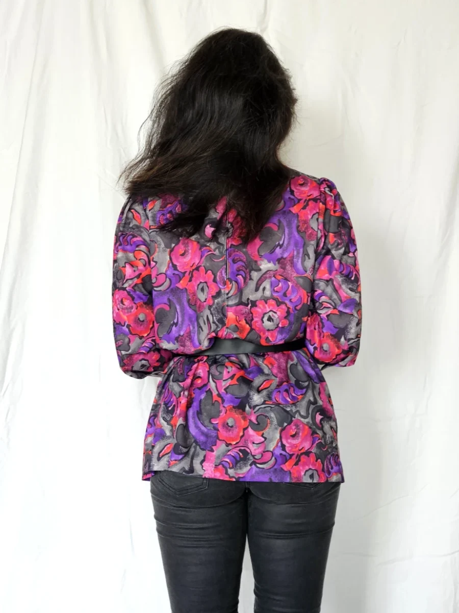 Lange vintage blouse met kleurrijke print | M - Afbeelding 3