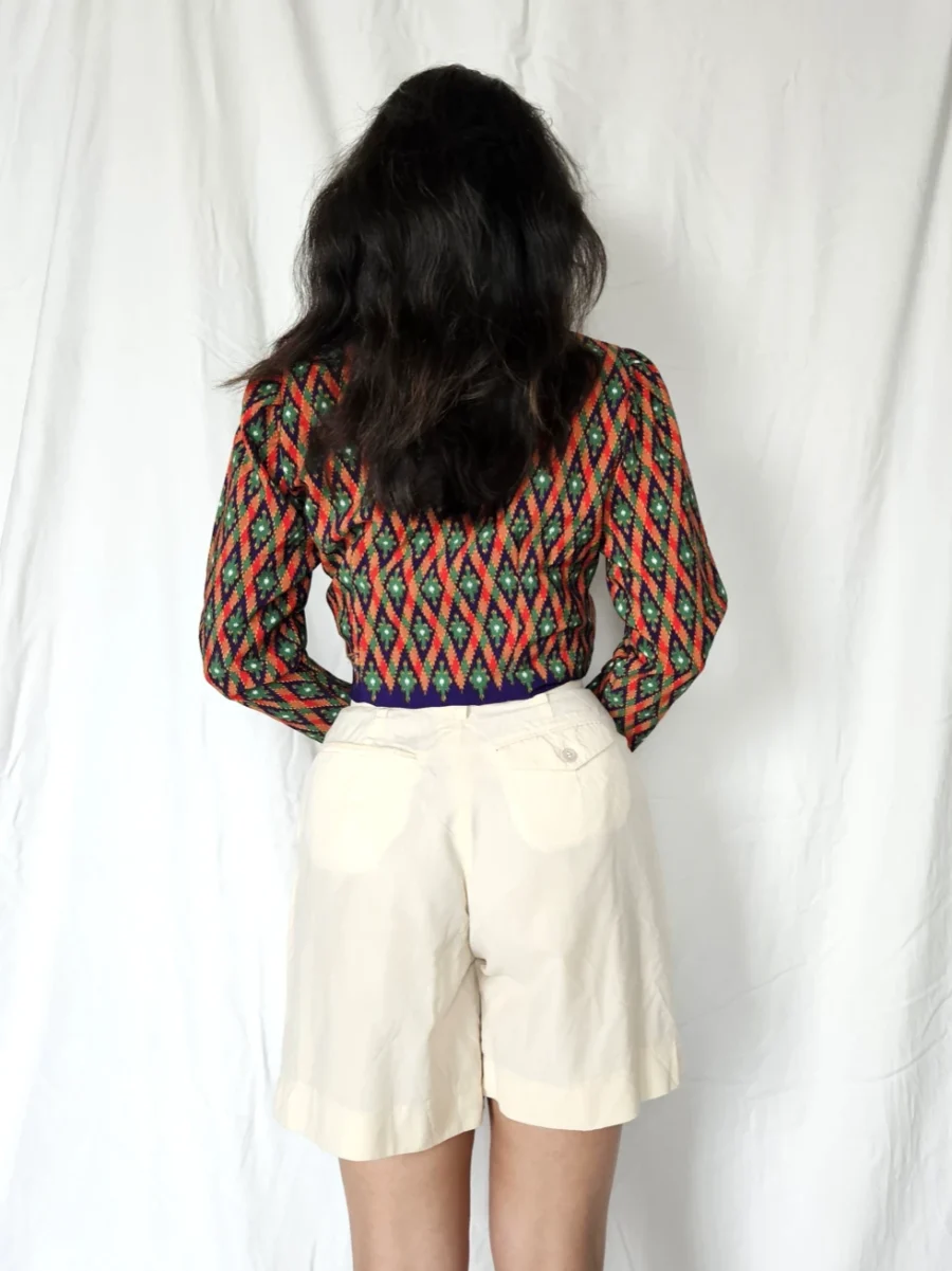 Vintage blouse met gekleurde ruiten | XS - Afbeelding 3