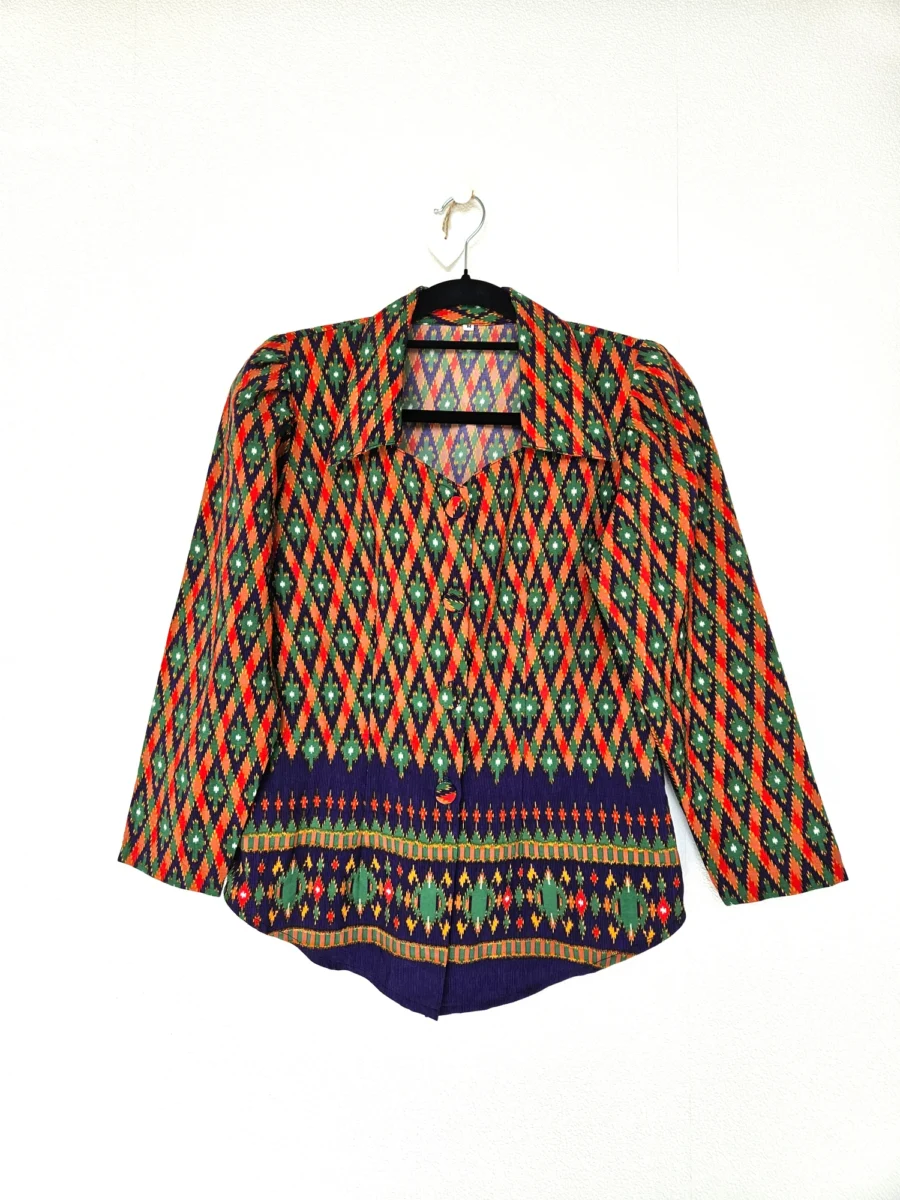 Vintage blouse met ruitpatroon