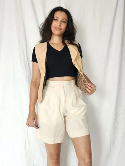 Corduroy vintage gilet bruin open dragen