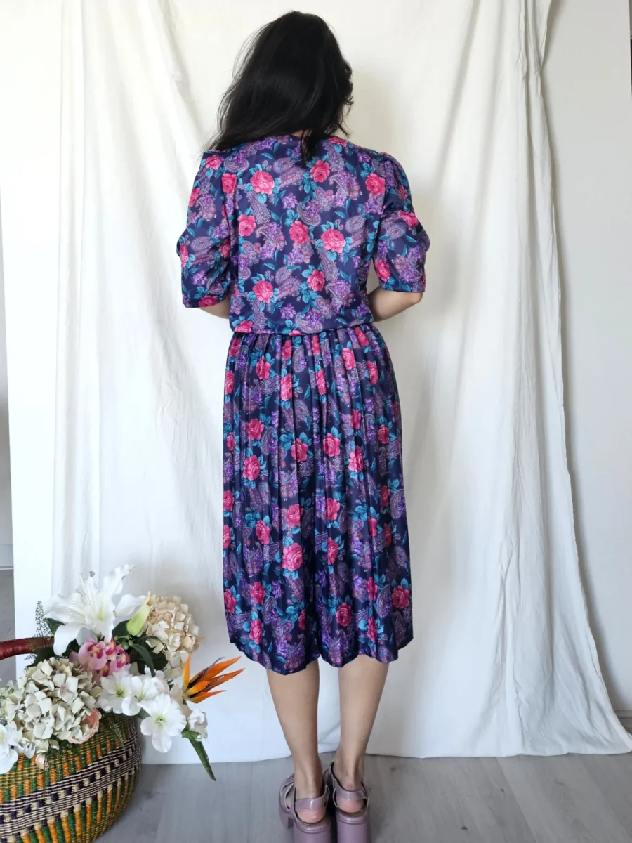 Zwierige 80s vintage jurk met lichte glans | M - Afbeelding 3