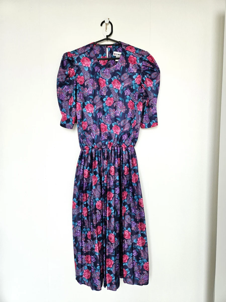 Zwierige 80s vintage jurk met lichte glans | M - Afbeelding 4