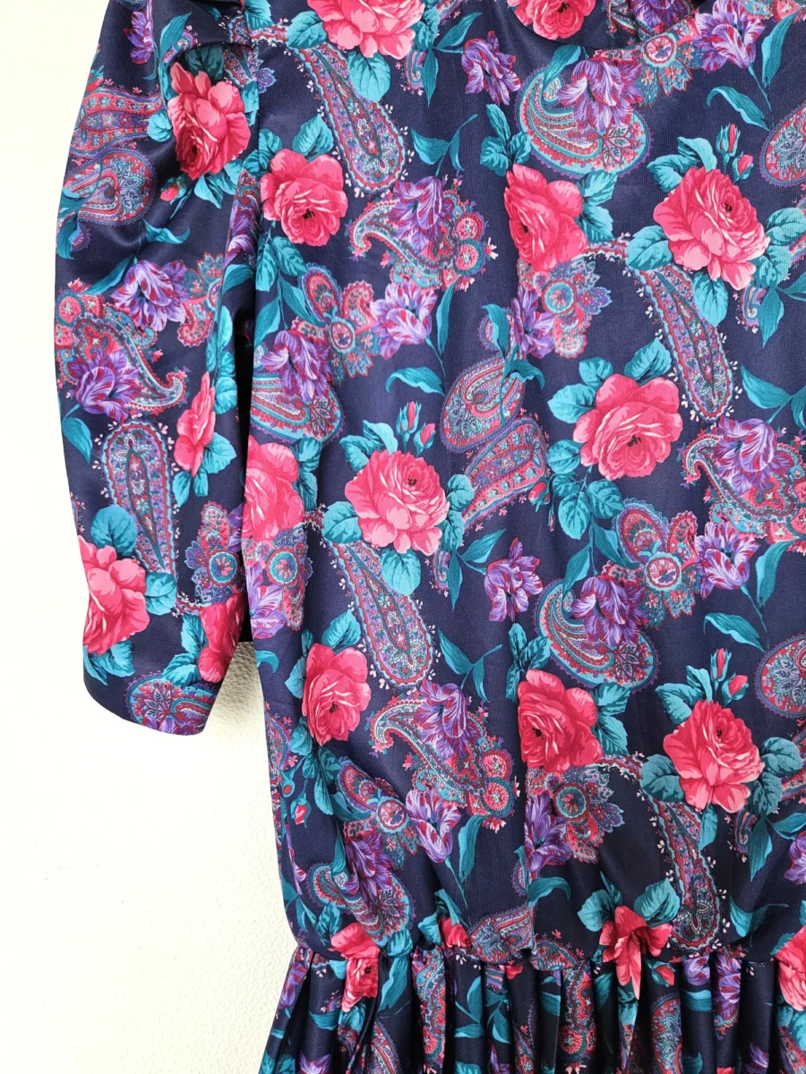 Zwierige 80s vintage jurk met lichte glans | M - Afbeelding 5