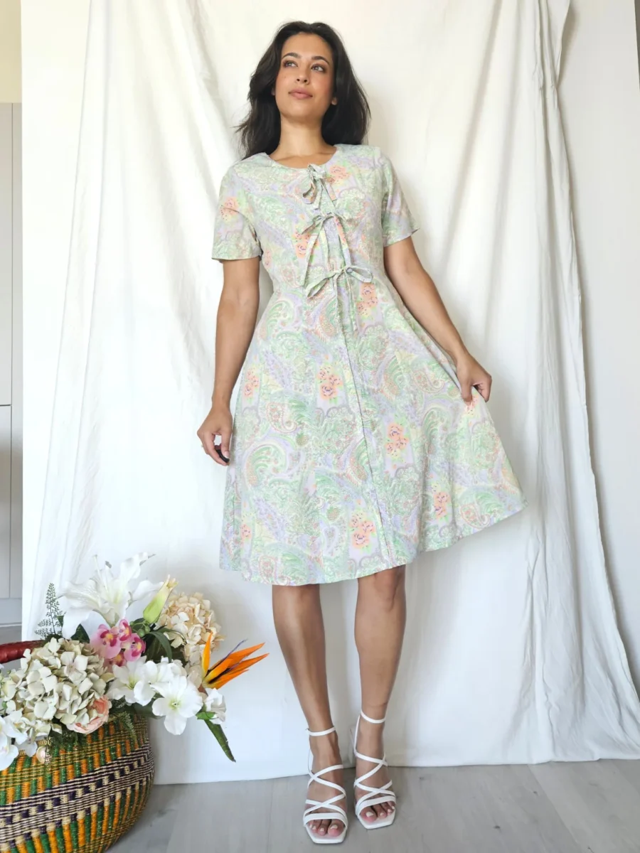 Zomerse vintage jurk met strikjes | S