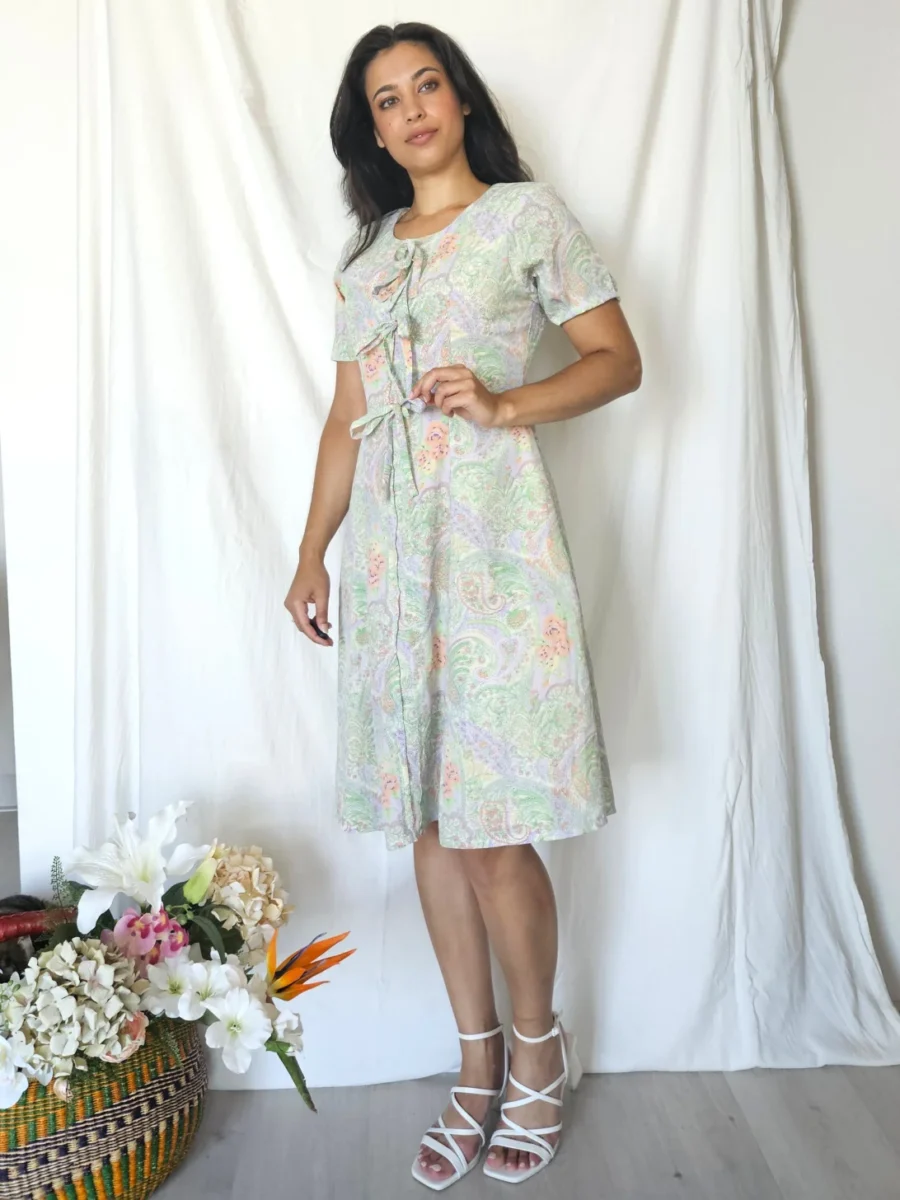 Zomerse vintage jurk met strikjes | S - Afbeelding 2