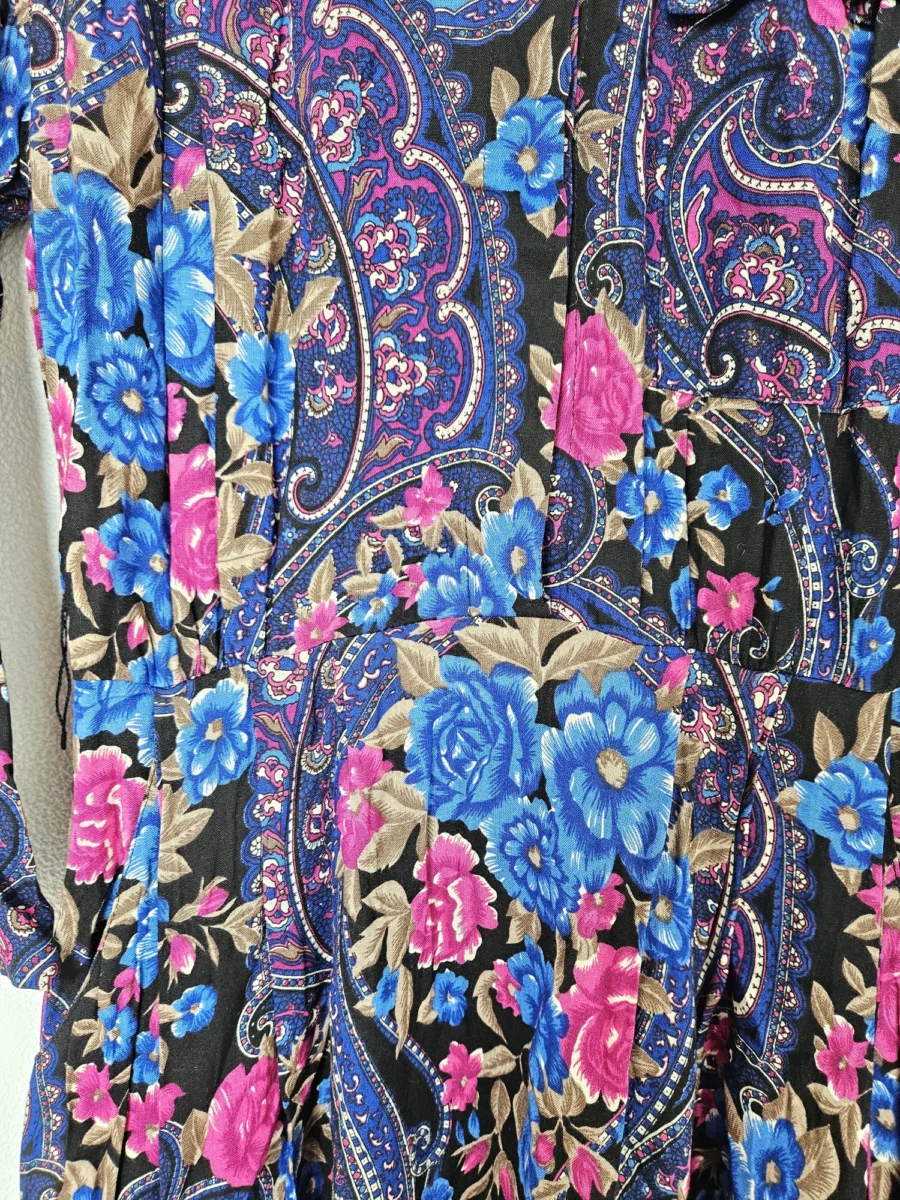 Vintage jurk van viscose met paisley en bloemen | S/M - Afbeelding 5