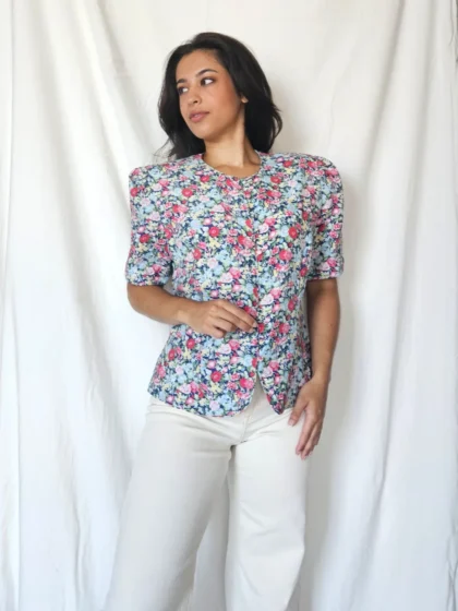 Getailleerde vintage blouse van viscose | L/XL