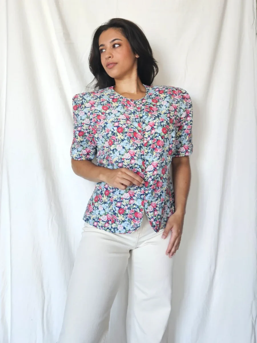 Getailleerde vintage blouse van viscose | L/XL