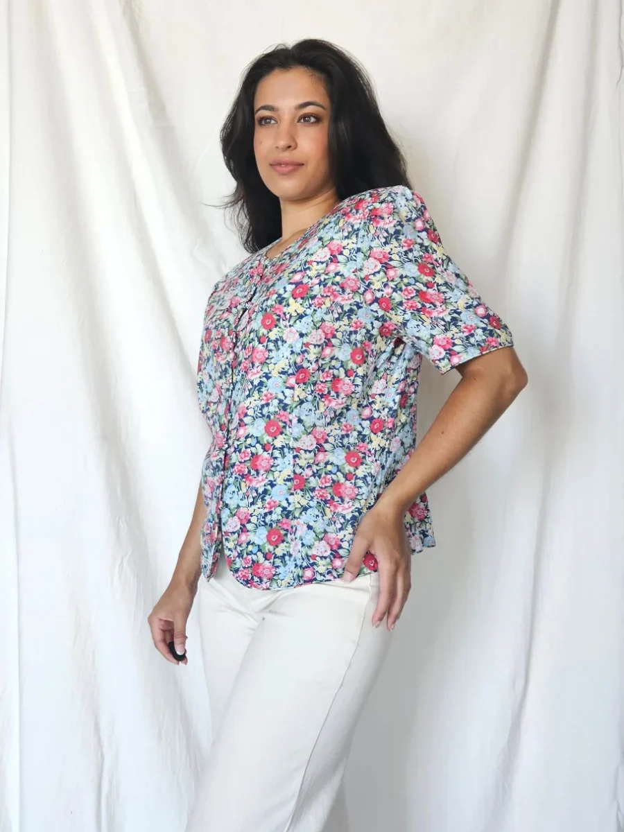 Getailleerde vintage blouse van viscose | L/XL - Afbeelding 2