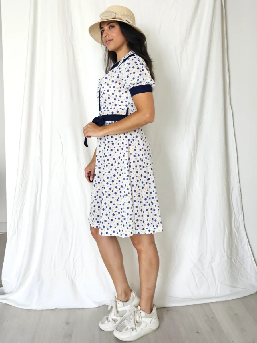 70s deadstock jurk met stippen | S - Afbeelding 2