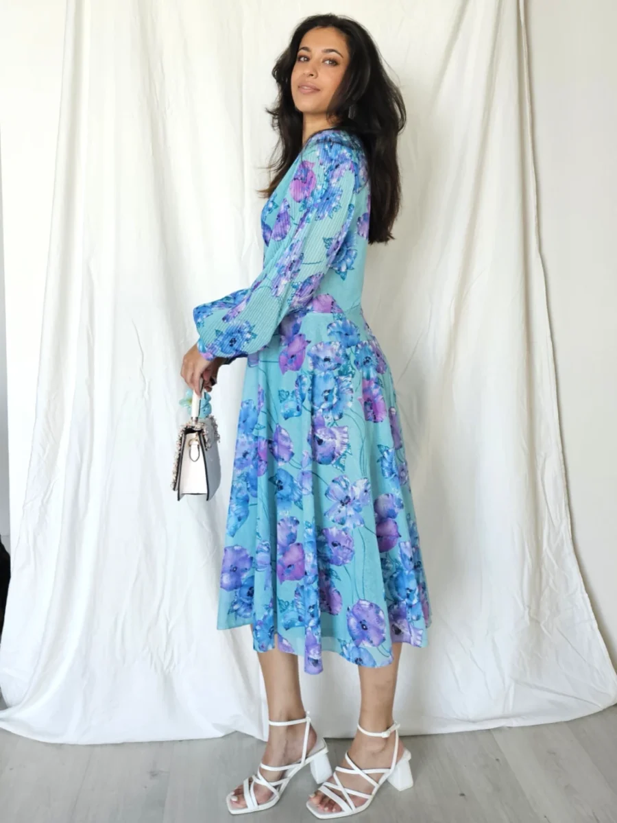 lichtblauwe vintage jurk