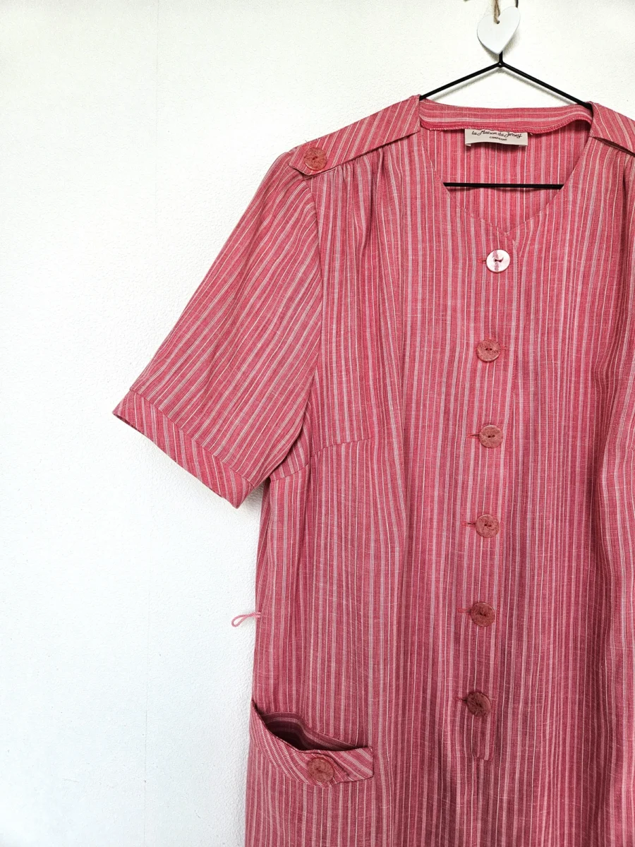 Rood-wit gestreepte vintage jurk met knopen | XXL - Afbeelding 5