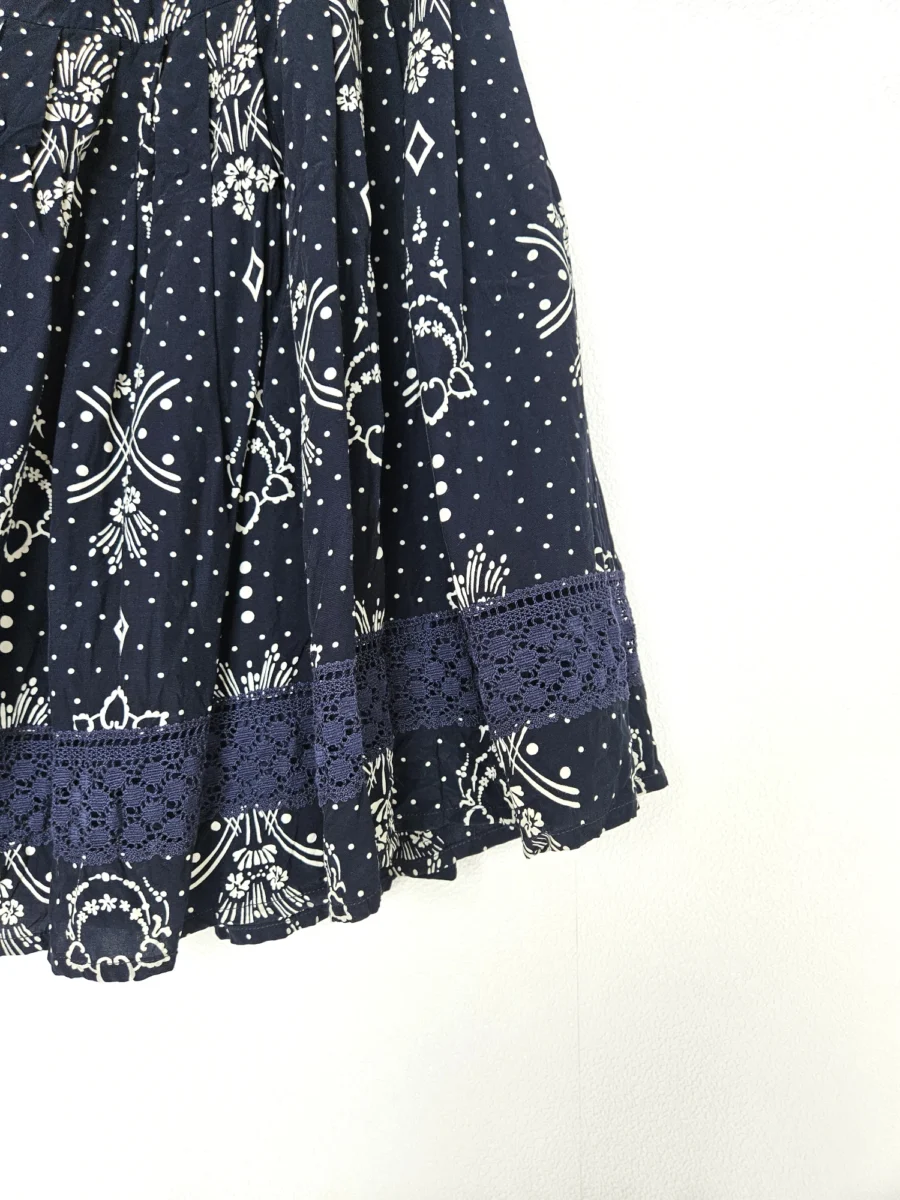 Korte donkerblauwe vintage rok met kant | S/M - Afbeelding 4