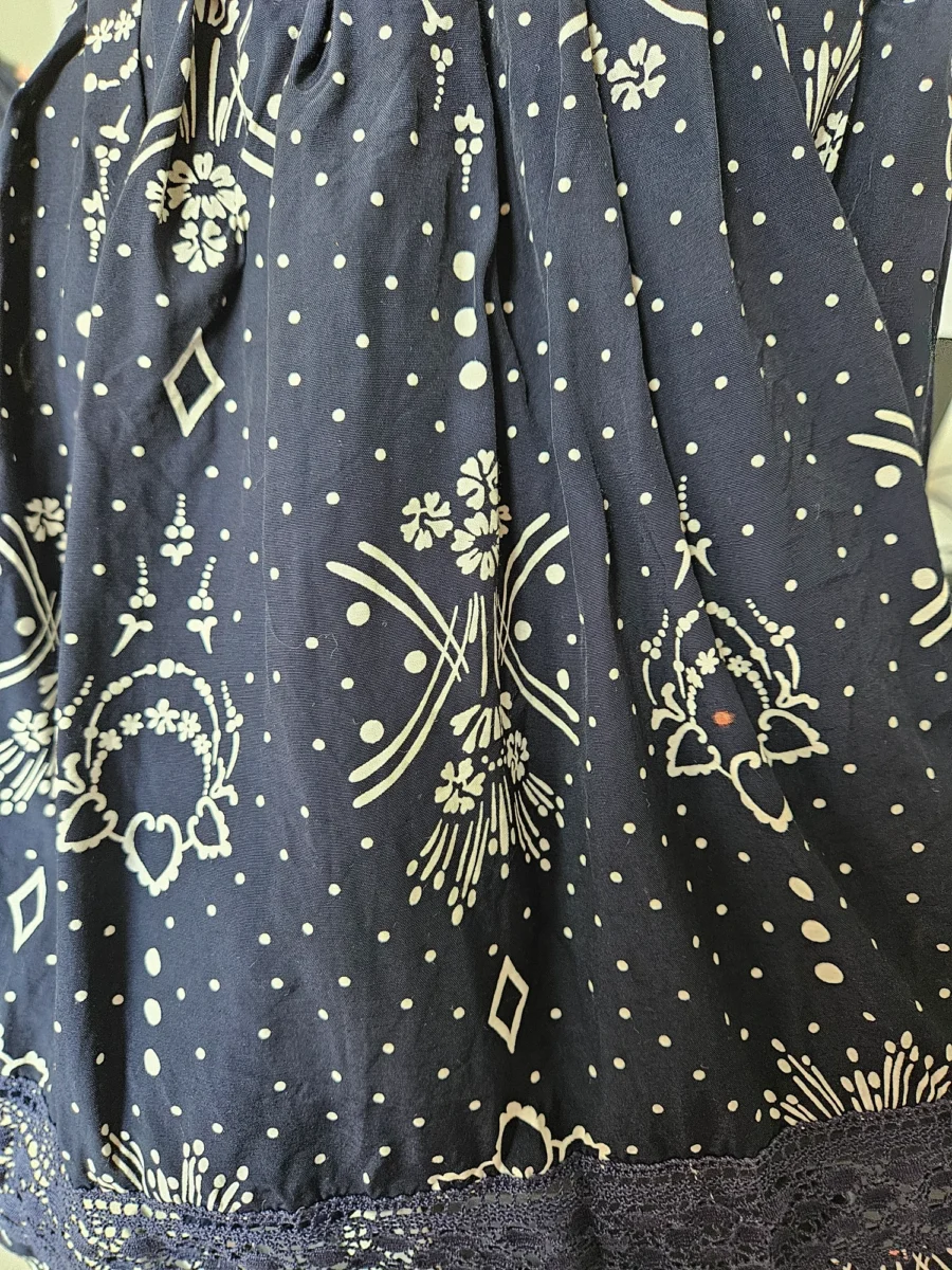 Korte donkerblauwe vintage rok met kant | S/M - Afbeelding 5