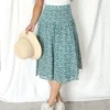 Katoenen vintage rok met witte bloemetjes | XL/XXL