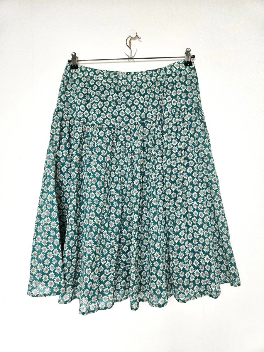 Katoenen vintage rok met witte bloemetjes | XL/XXL - Afbeelding 3